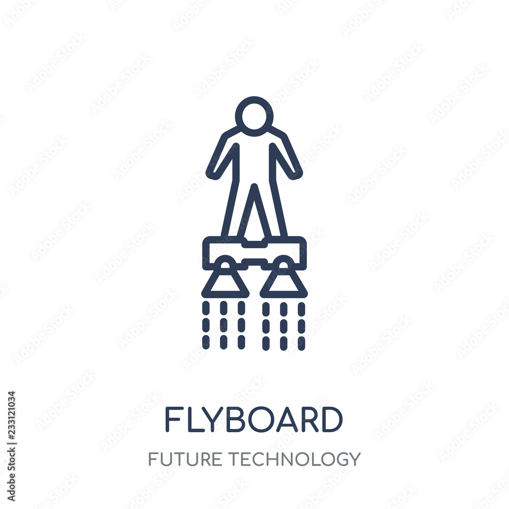Fototapeta premium Flyboard icon. Flyboard linear symbol design from Future technology collection. Simple element vector illustration. Can be used in web and mobile.