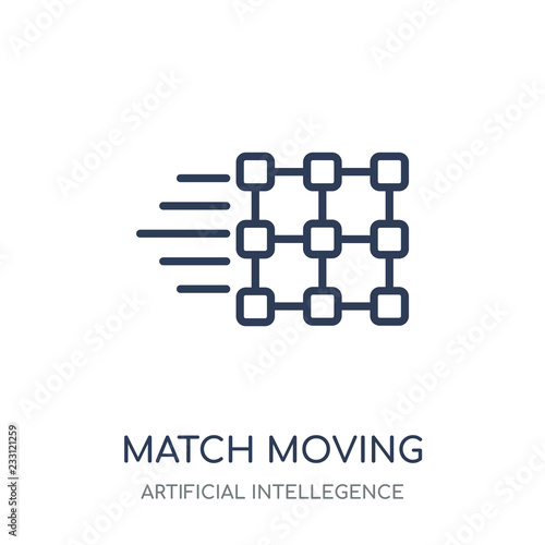 Match moving icon. Match moving linear symbol design from Artificial Intellegence collection. Simple element vector illustration. Can be used in web and mobile.