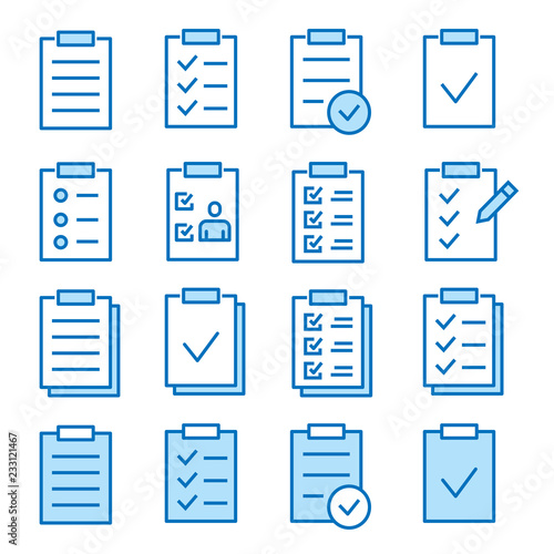 Checklist flat line icon set. Vector illustration. Editable stroke.