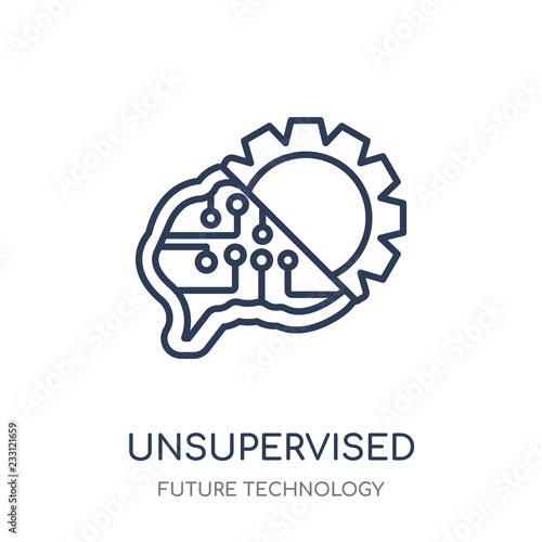 Unsupervised learning icon. Unsupervised learning linear symbol design from Future technology collection. Simple element vector illustration. Can be used in web and mobile.