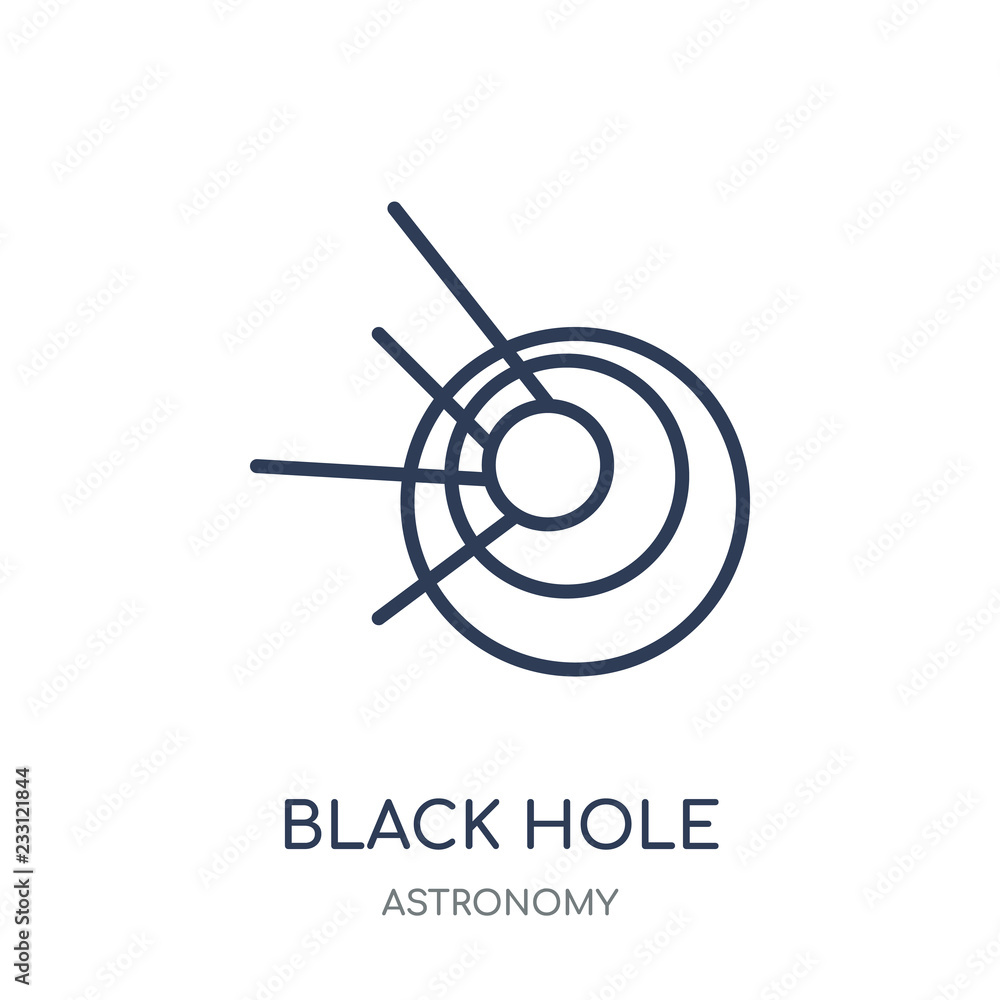 Black hole icon. Black hole linear symbol design from Astronomy collection. Simple element vector illustration. Can be used in web and mobile. Black hole icon. Black hole linear symbol design from Astronomy collection. Simple element vector illustration. Can be used in web and mobile.