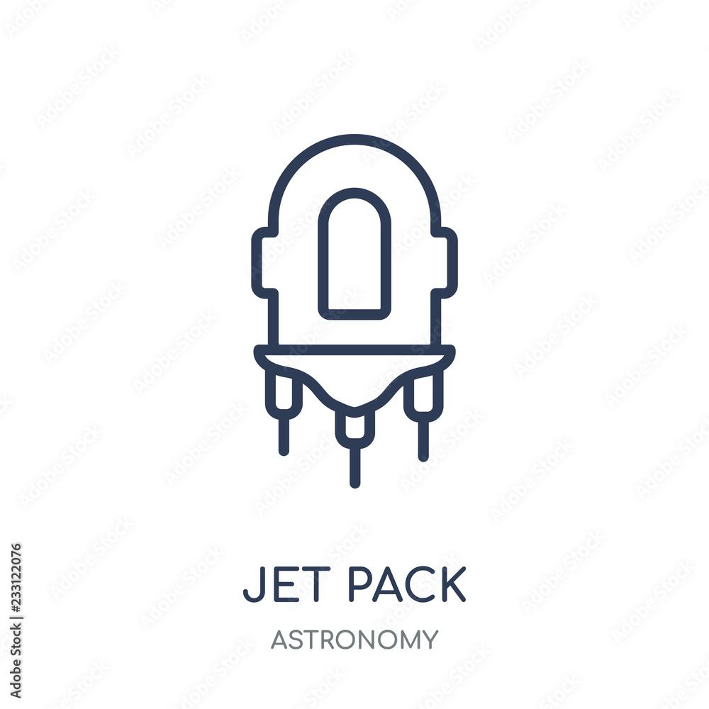 Jet pack icon. Jet pack linear symbol design from Astronomy collection. Simple element vector illustration. Can be used in web and mobile. Jet pack icon. Jet pack linear symbol design from Astronomy collection. Simple element vector illustration. Can be used in web and mobile.