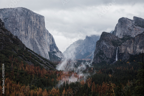 morning view of the mountains at Tunnel View