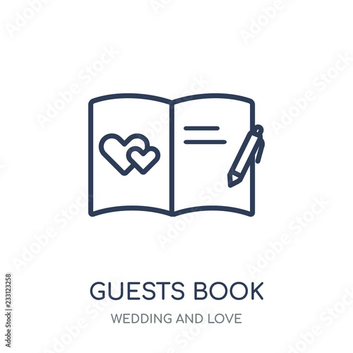 Guests book icon. Guests book linear symbol design from Wedding and love collection.