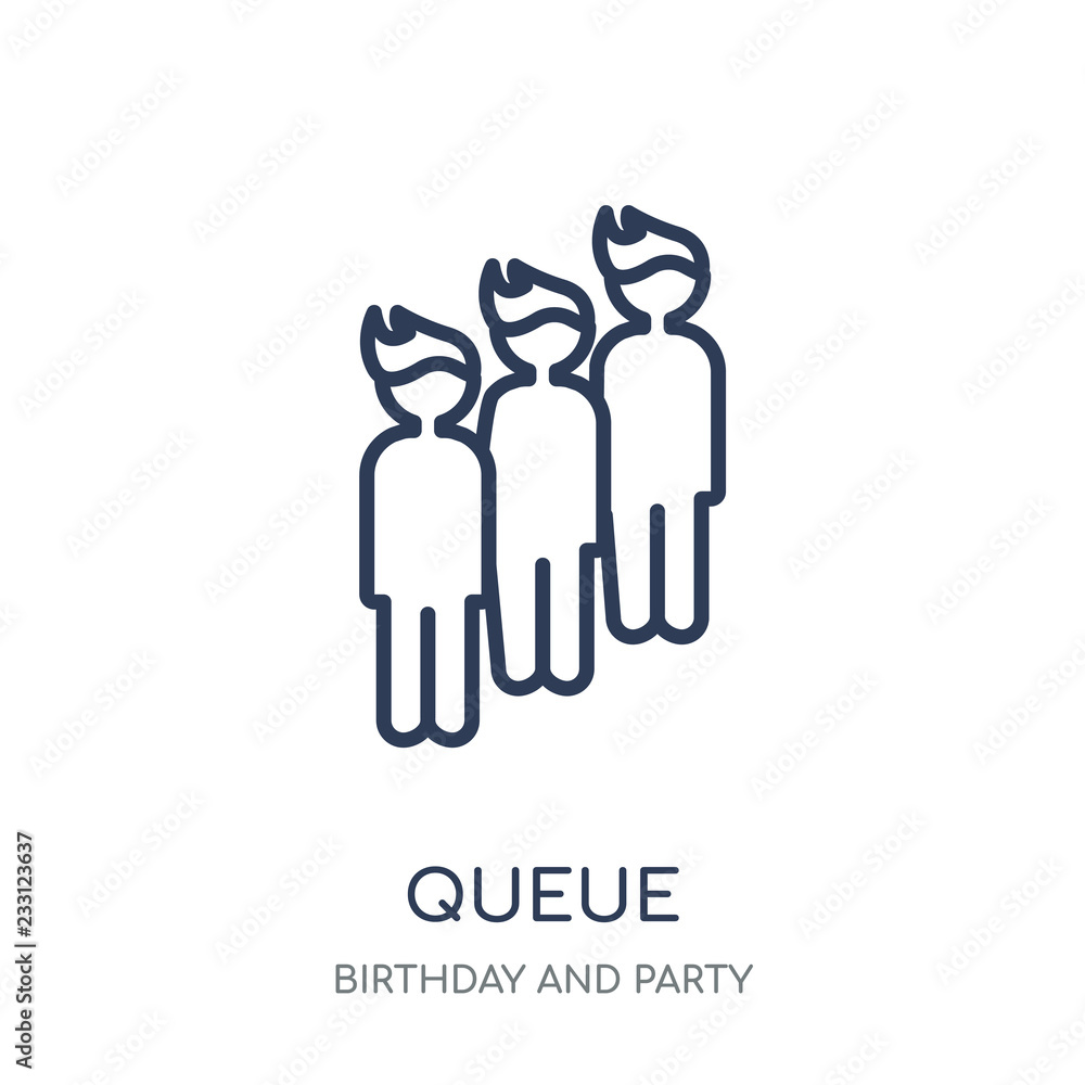 Queue icon. Queue linear symbol design from Birthday and Party collection.