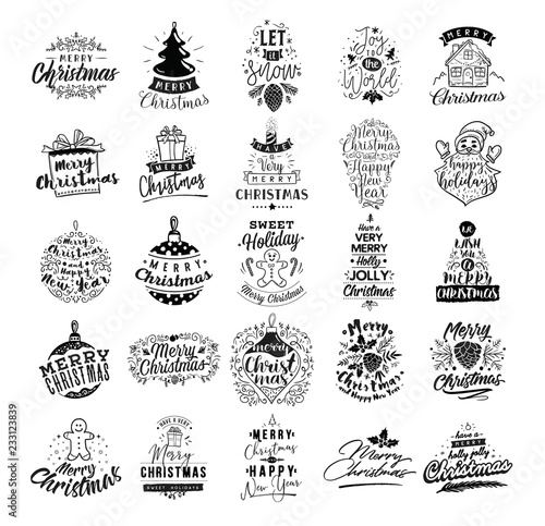 Merry Christmas typography set.