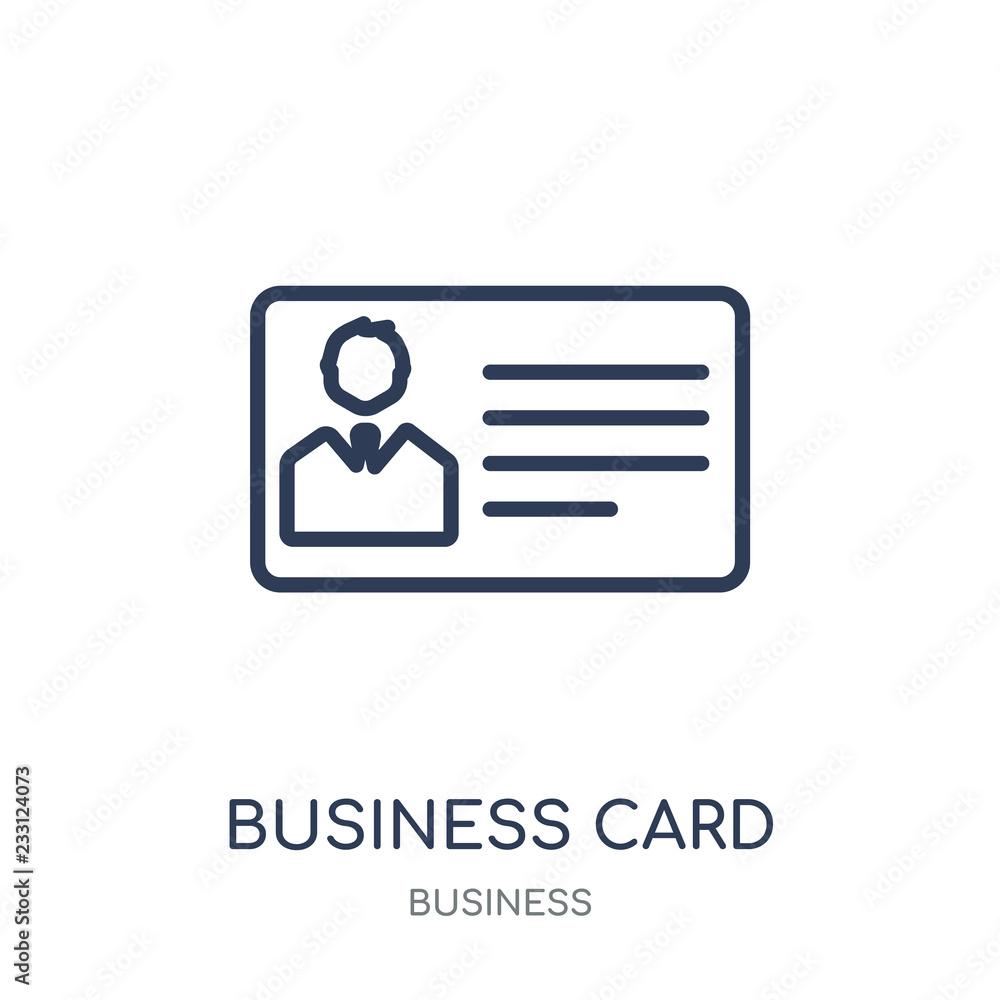Business card icon. Business card linear symbol design from Business collection. Business card icon. Business card linear symbol design from Business collection.