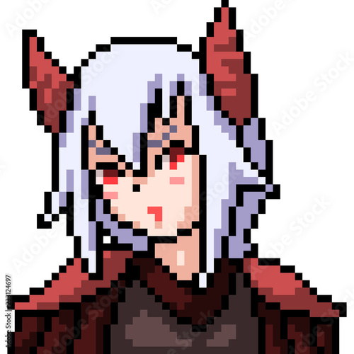 vector pixel art anime girl