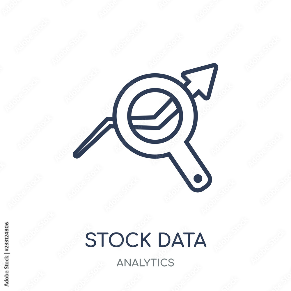 Stock data analysis icon. Stock data analysis linear symbol design from Analytics collection. Stock data analysis icon. Stock data analysis linear symbol design from Analytics collection.