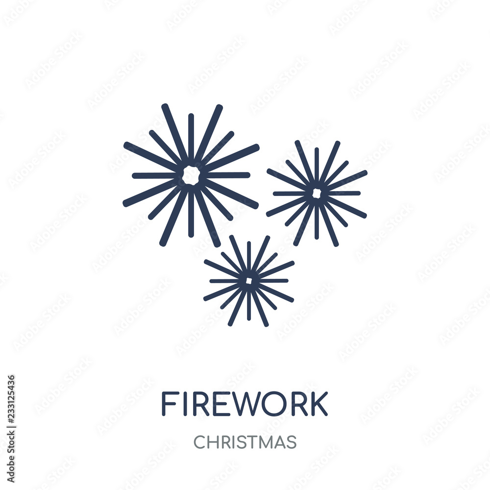 Firework icon. Firework linear symbol design from Christmas collection.