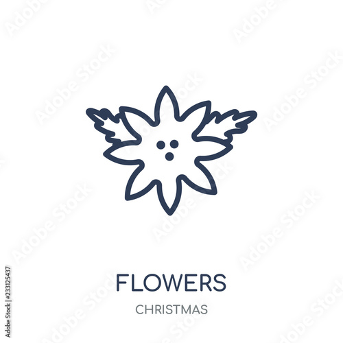 Flowers icon. Flowers linear symbol design from Christmas collection.