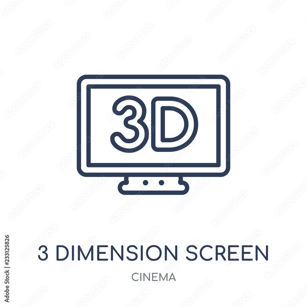 3 dimension screen icon. 3 dimension screen linear symbol design from Cinema collection. 3 dimension screen icon. 3 dimension screen linear symbol design from Cinema collection.