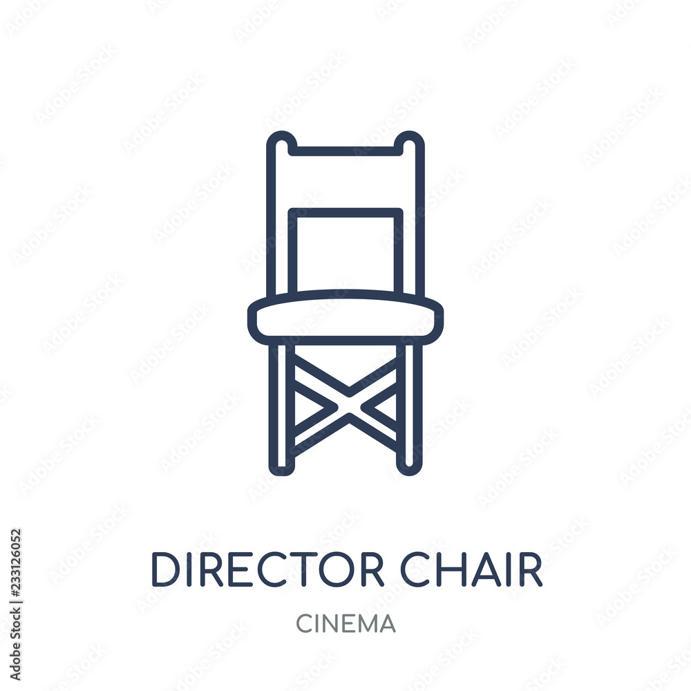 Director chair icon. Director chair linear symbol design from Cinema collection. Director chair icon. Director chair linear symbol design from Cinema collection.
