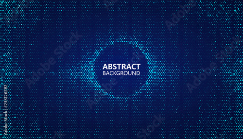 The abstract halftone background consists of different dots.