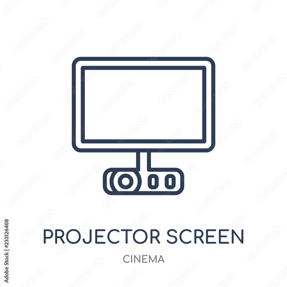 Projector Screen icon. Projector Screen linear symbol design from Cinema collection. Projector Screen icon. Projector Screen linear symbol design from Cinema collection.