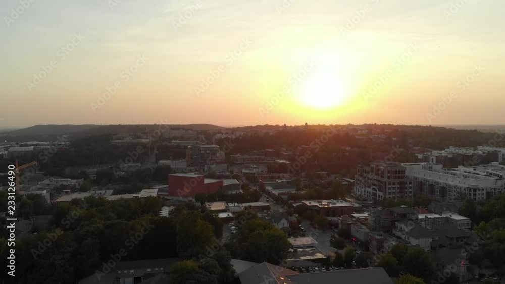Aerial of Downtown Fayetteville Arkansas at Sunset Aerial of Downtown Fayetteville Arkansas at Sunset