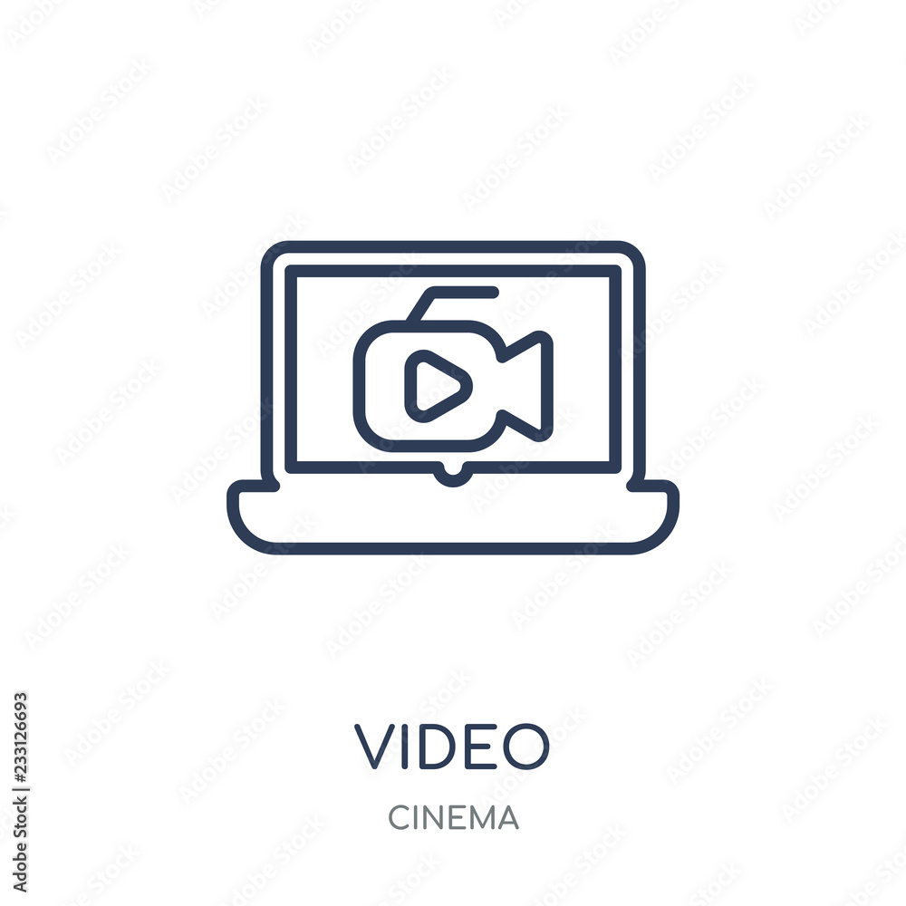 Video icon. Video linear symbol design from Cinema collection. Video icon. Video linear symbol design from Cinema collection.