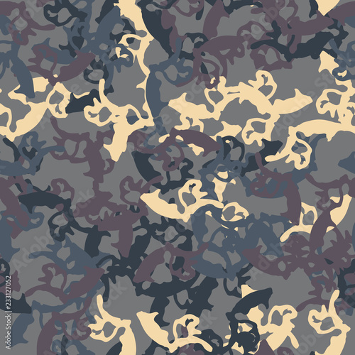 UFO military camouflage seamless pattern in different shades of beige, purple and different shades of blue colors © Ko_Te
