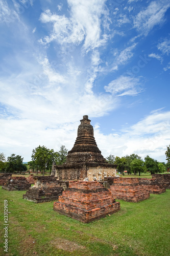 UNESCO World Heritage site Wat Chedi Si Hong in Sukhothai Historical Park
