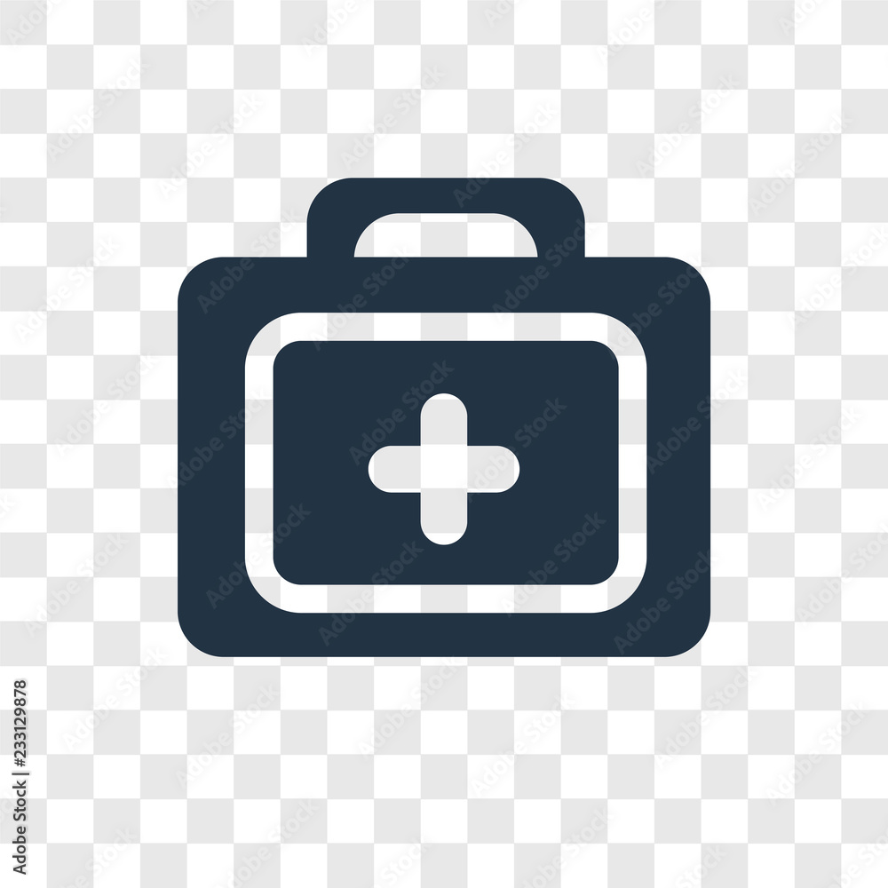 Fototapeta premium First aid kit vector icon isolated on transparent background, First aid kit transparency logo design