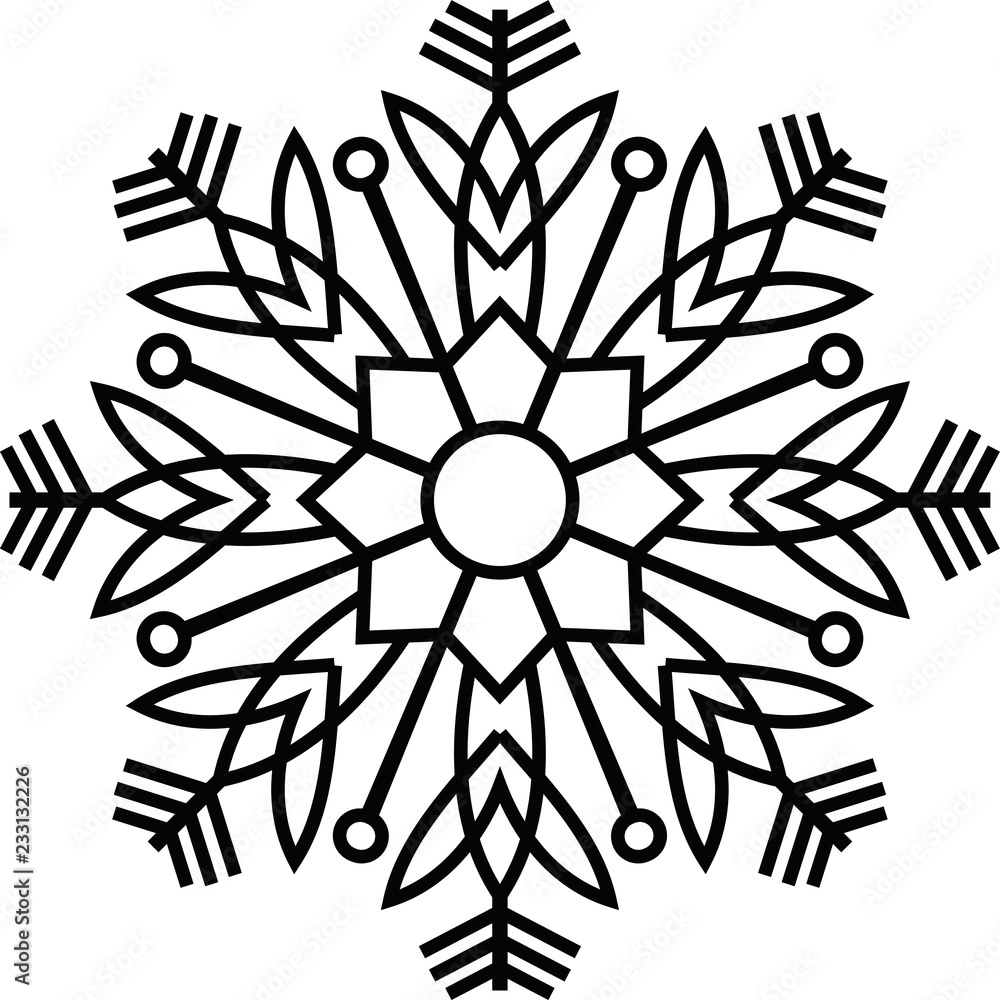 Crystal of snow silhouette Crystal of snow silhouette