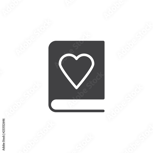 Heart book vector icon. filled flat sign for mobile concept and web design. Favorite book simple solid icon. Symbol, logo illustration. Pixel perfect vector graphics