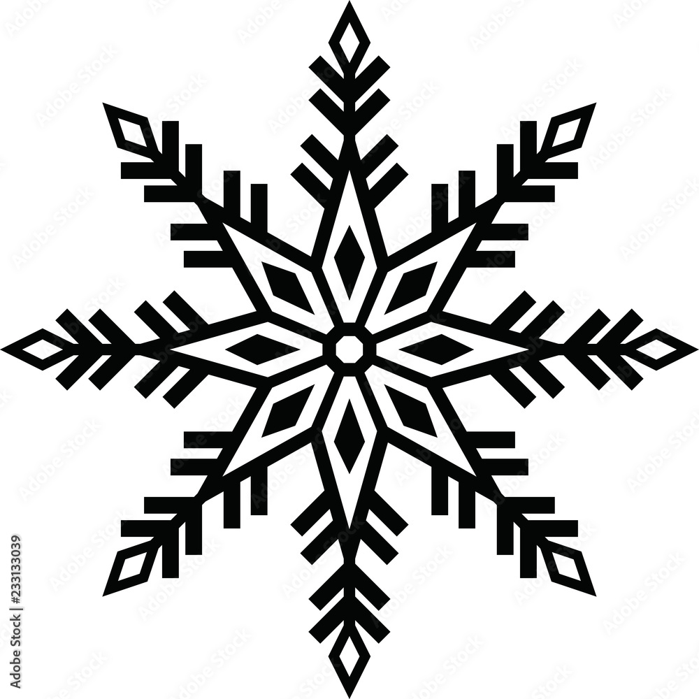 Crystal of snow silhouette Crystal of snow silhouette