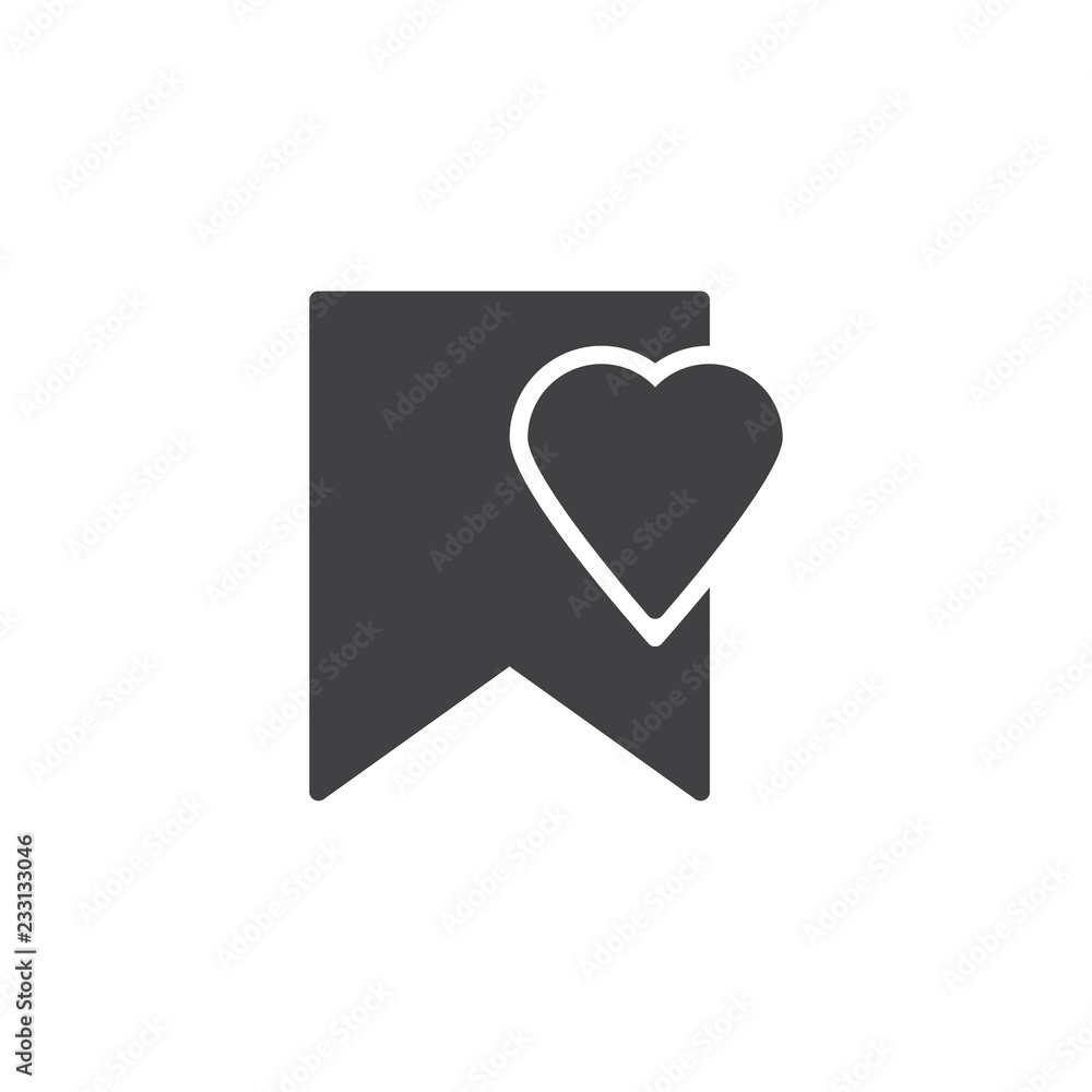 Bookmark with heart vector icon. filled flat sign for mobile concept and web design. Favorite bookmark simple solid icon. Symbol, logo illustration. Pixel perfect vector graphics Bookmark with heart vector icon. filled flat sign for mobile concept and web design. Favorite bookmark simple solid icon. Symbol, logo illustration. Pixel perfect vector graphics