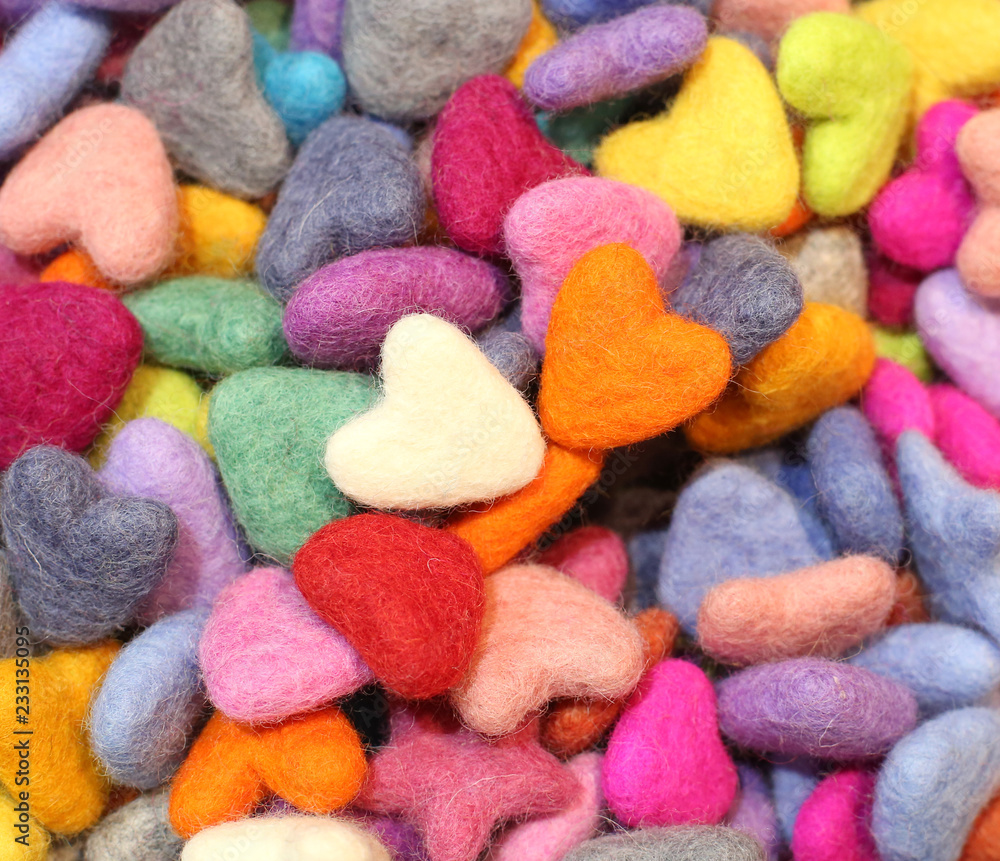 background of many hearts make with wool background of many hearts make with wool