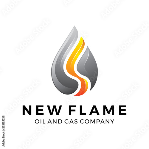 Water, oil, gas, flame logo design