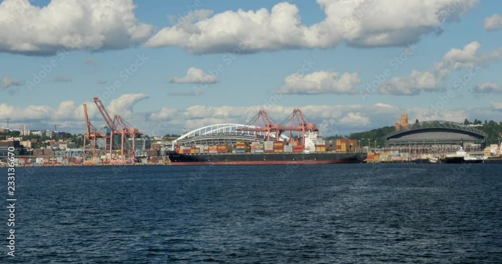 Seattle shipyard and stadiums on a sunny day Seattle shipyard and stadiums on a sunny day