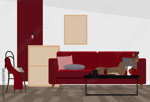 Modern interior design of a living room or office space in an industrial style.