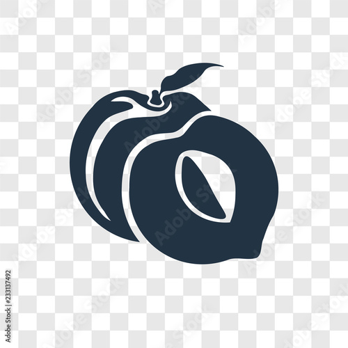 Peach vector icon isolated on transparent background, Peach transparency logo design