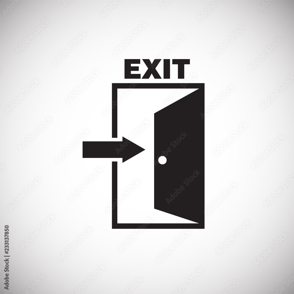 Emergency exit on white background icon Emergency exit on white background icon