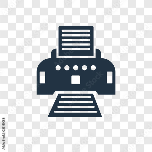 Printer with paper vector icon isolated on transparent background, Printer with paper transparency logo design