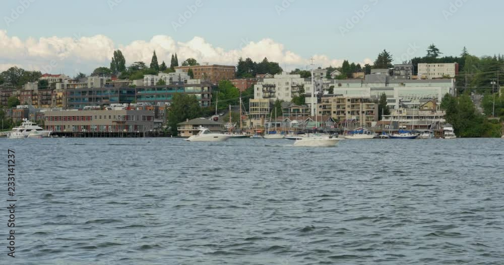 Boats in Lake Union near Eastlake in Seattle Washington Boats in Lake Union near Eastlake in Seattle Washington
