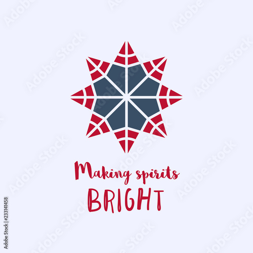 Christmas greeting card with geometric ornament and text