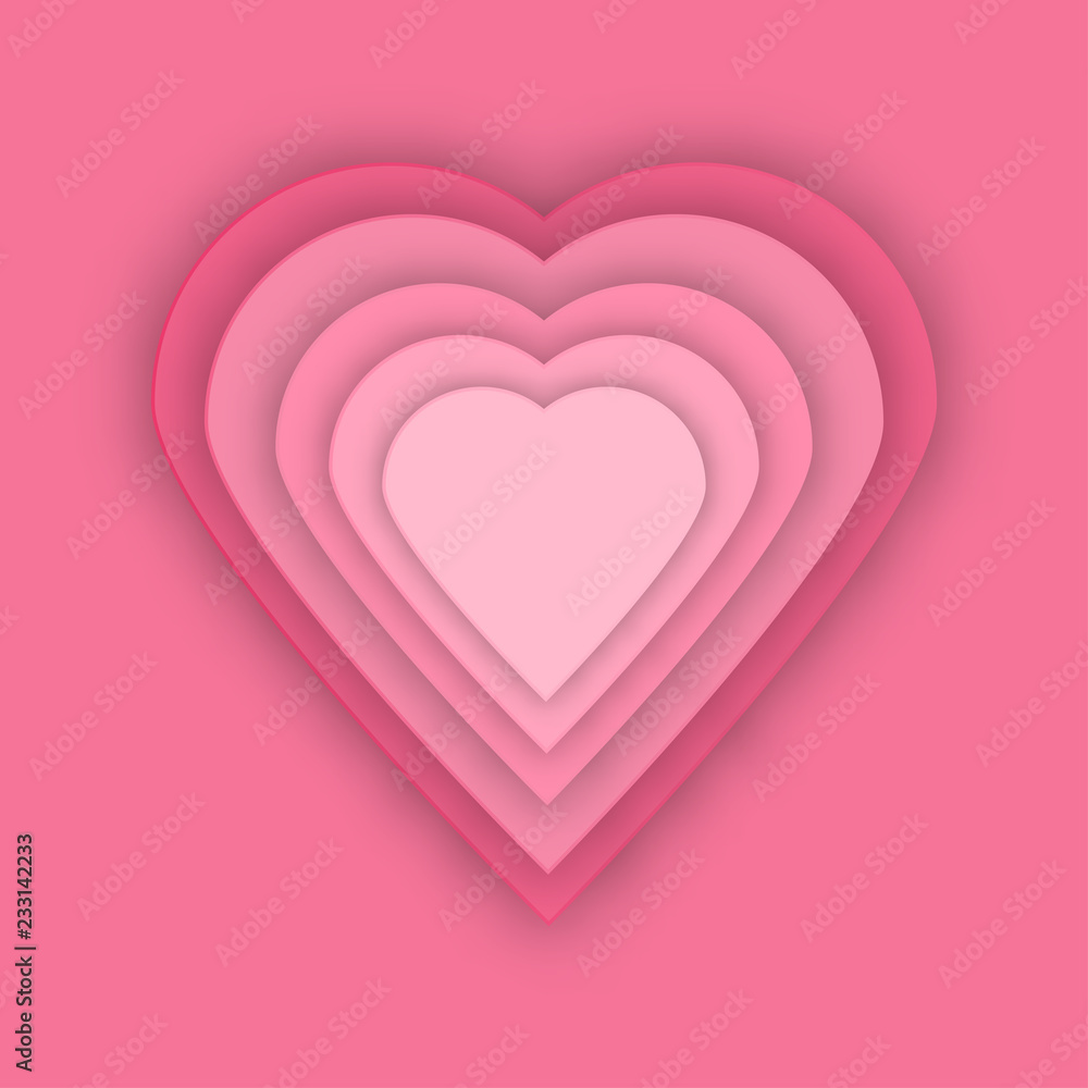 3d vector Valentine card. Hearts collage for wedding, anniversary, birthday, Valentine's day, party design. Festive background for Mother or Woman's Day.