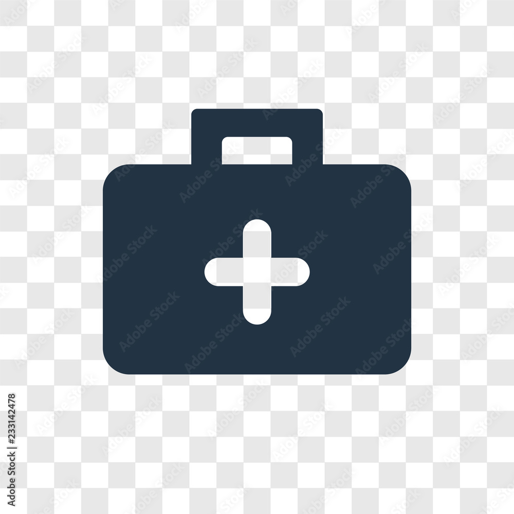 Fototapeta premium Medical kit vector icon isolated on transparent background, Medical kit transparency logo design