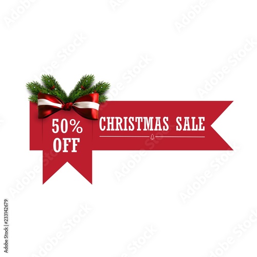 Christmas Sale banner. Discount label. Vector holiday shopping illustration