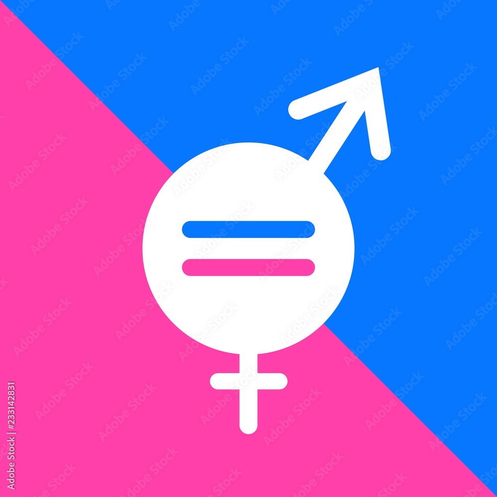 skandaløse Motel erindringsmønter Gender Equality concept. Pink and blue male and female logos. Stock Vector  | Adobe Stock