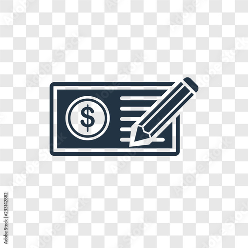 Cheque vector icon isolated on transparent background, Cheque transparency logo design