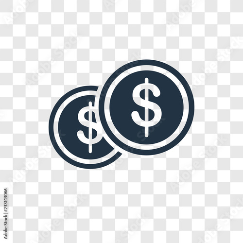 Coin vector icon isolated on transparent background, Coin transparency logo design