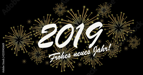 Happy New Year 2019 fireworks concept