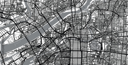 Fotografie, Tablou Urban vector city map of Osaka, Japan
