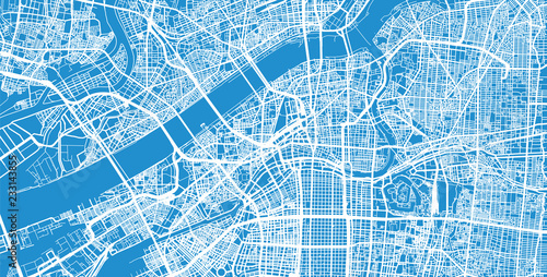 Obraz na płótnie Urban vector city map of Osaka, Japan