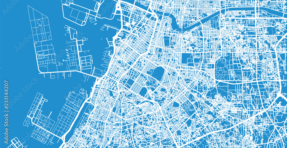 Urban vector city map of Sakai, Japan
