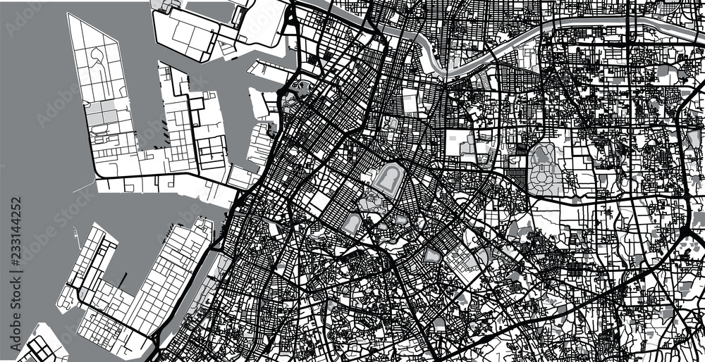 Naklejka premium Urban vector city map of Sakai, Japan
