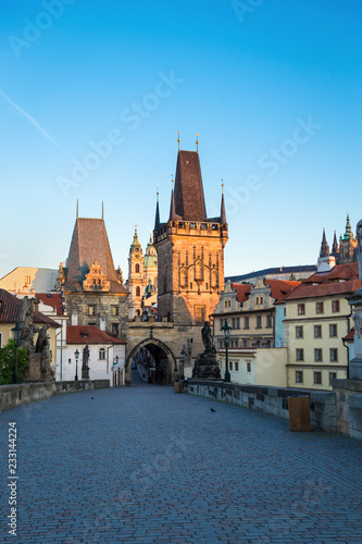 Mala Strana Bridge Tower at Charles Bridge in the morning