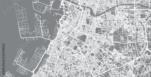 Urban vector city map of Sakai, Japan